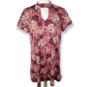 JOE BOXER MAUVE FLORAL CUTOUT DRESS SZ.XL EUC